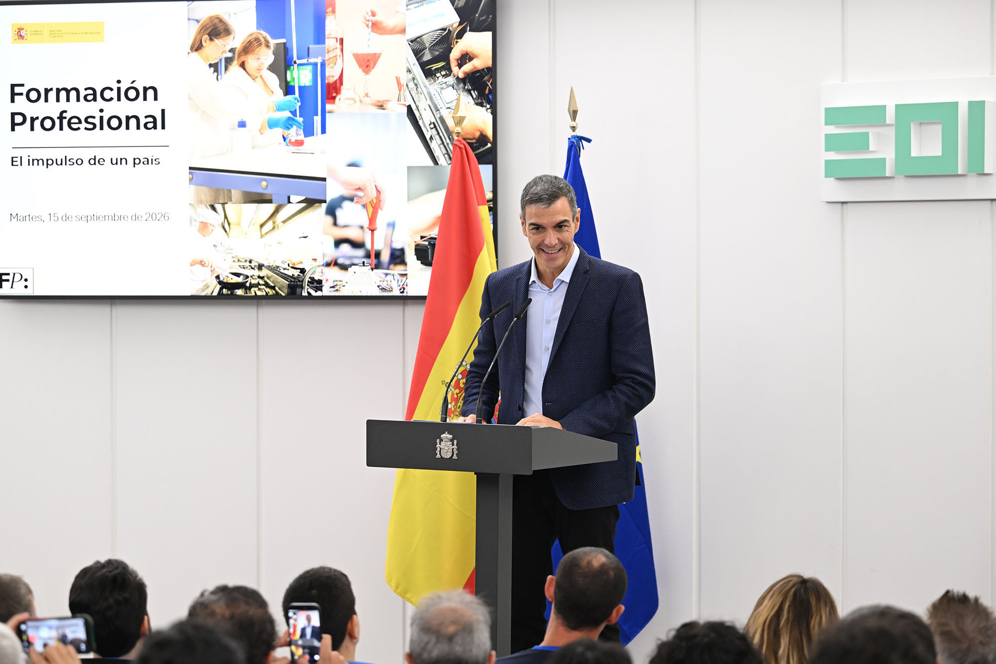 15/09/2026. Pedro Sánchez interviene en el acto 'La Formación Profesional: el impulso de un país'. Intervención del presidente del Gobierno,...