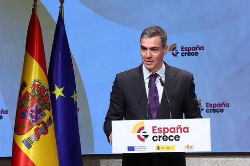 Pedro Sánchez durante la presentación del fondo 'España Crece'