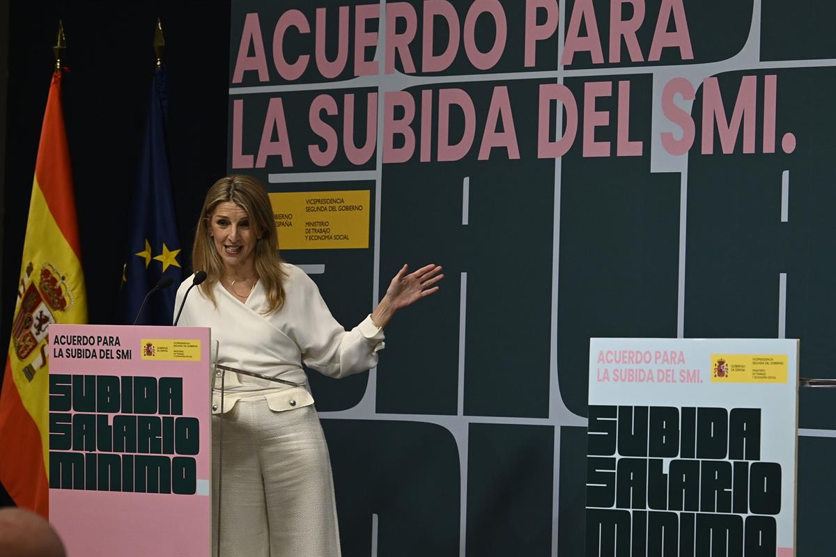 La vicepresidenta segunda y ministra de Trabajo y Econom&iacute;a Social, Yolanda D&iacute;az,