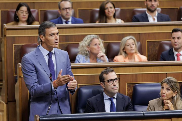 16/09/2026. Pedro Sánchez asiste a la sesión de control al Gobierno. El presidente del Gobierno, Pedro Sánchez, durante una de sus intervenc...
