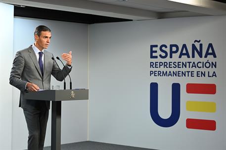 El presidente del Gobierno, durante la comparecencia al término del Consejo Europeo