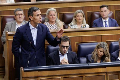 17/06/2026. Pedro Sánchez asiste a la sesión de control al Gobierno. Otro momento de la intervención del presidente del Gobierno, Pedro Sánc...