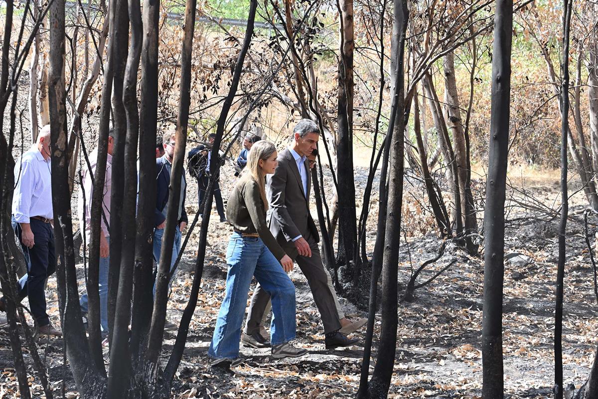 17/09/2026. Visit to the area affected by the fire in Niebla. The President of the Government of Spain, Pedro Sánchez, together with the Thi...