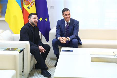 18/03/2026. Pedro Sánchez receives the President of Ukraine, Volodymyr Zelensky. The President of the Government of Spain, Pedro Sánchez, an...