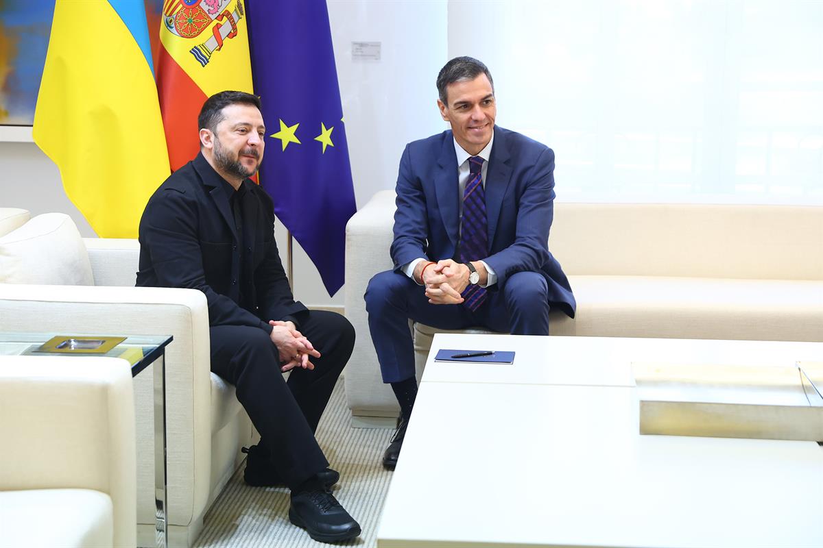 18/03/2026. Pedro Sánchez receives the President of Ukraine, Volodymyr Zelensky. The President of the Government of Spain, Pedro Sánchez, an...