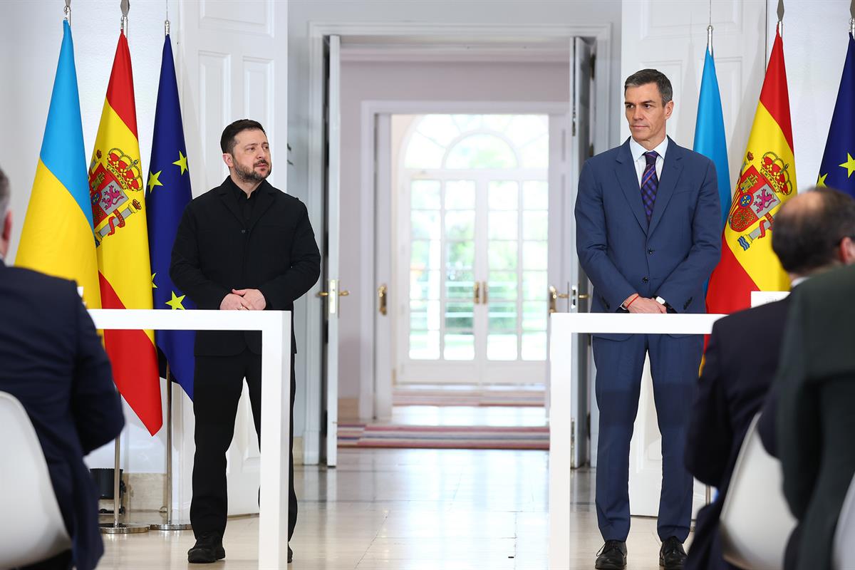 18/03/2026. Pedro Sánchez receives the President of Ukraine, Volodymyr Zelensky. The President of the Government of Spain, Pedro Sánchez, an...