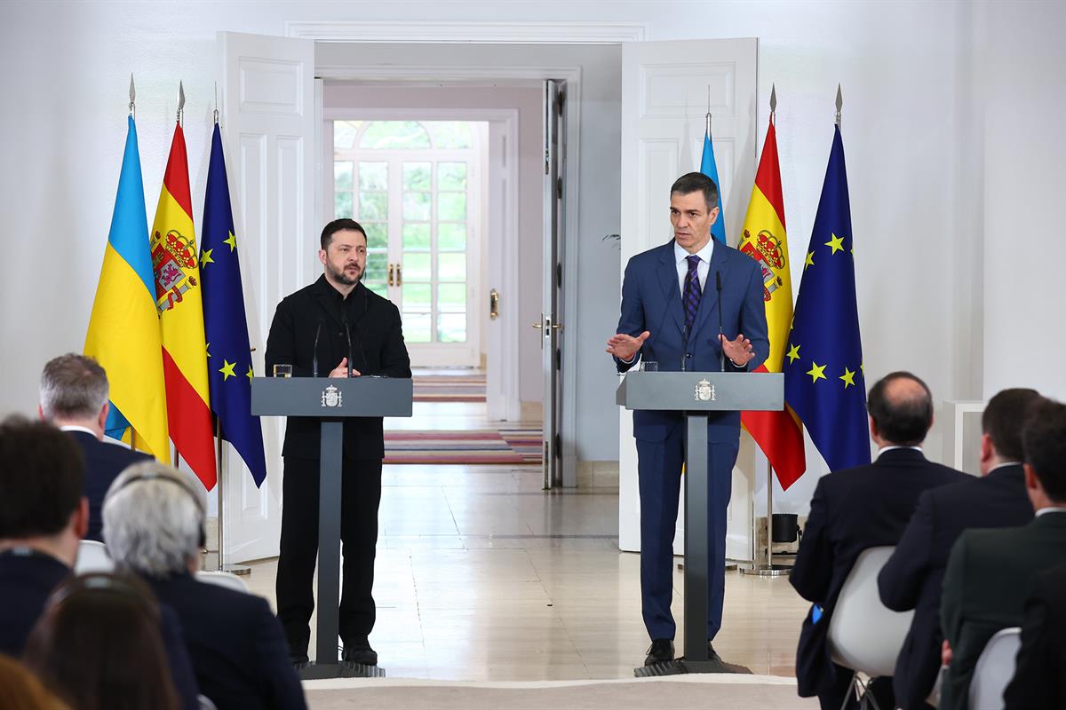 18/03/2026. Pedro Sánchez receives the President of Ukraine, Volodymyr Zelensky. The President of the Government of Spain, Pedro Sánchez, an...