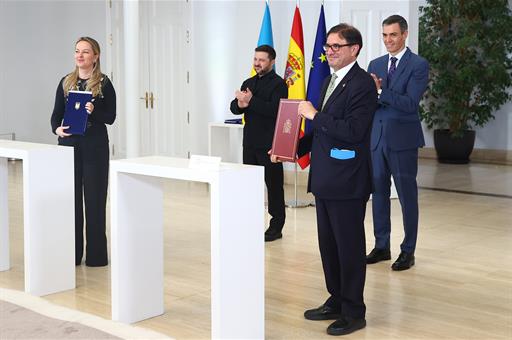 18/03/2026. Pedro Sánchez receives the President of Ukraine, Volodymyr Zelensky. The President of the Government of Spain, Pedro Sánchez, an...