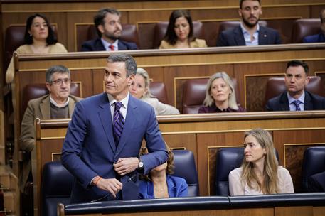 18/03/2026. Government control session. The President of the Government of Spain, Pedro Sánchez, during the Government control session in th...