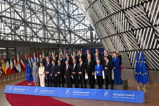 19/03/2026. European Council meeting. The President of the Government of Spain, Pedro Sánchez, along with the other leaders participating in...
