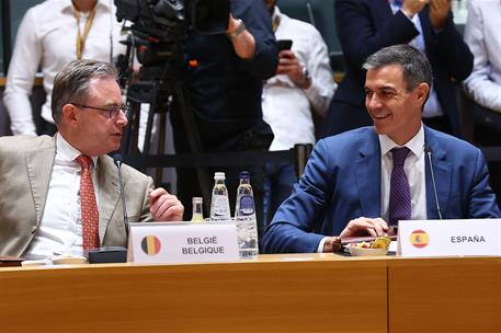 19/06/2026. Pedro Sánchez participa en la reunión del Consejo Europeo en Bruselas. El presidente del Gobierno, Pedro Sánchez, junto al prime...