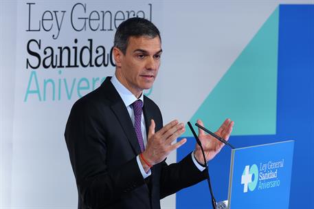 20/04/2026. Pedro Sánchez clausura el acto conmemorativo del 40º aniversario de la Ley General de Sanidad. El presidente del Gobierno, Pedro...