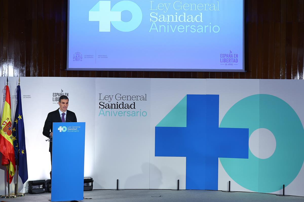 20/04/2026. Pedro Sánchez clausura el acto conmemorativo del 40º aniversario de la Ley General de Sanidad. El presidente del Gobierno, Pedro...