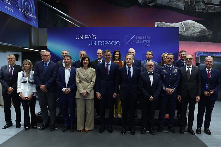 20/05/2026. Pedro Sánchez clausura el Congreso del Espacio. El presidente del Gobierno, Pedro Sánchez, junto a la ministra de Ciencia, Innov...