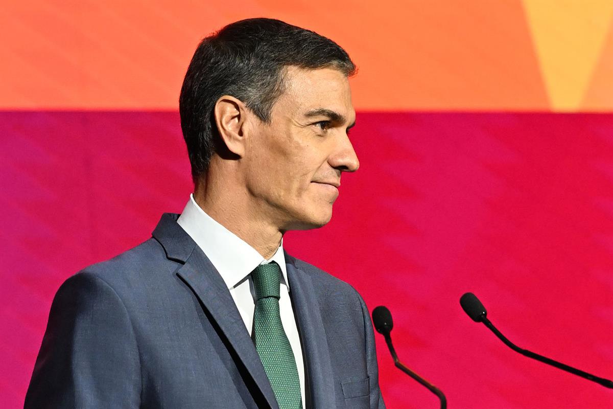 21/04/2026. Pedro Sánchez inaugura WindEurope 2026. El presidente del Gobierno, Pedro Sánchez, durante su intevención en la inauguración del...