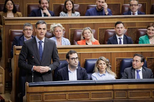 22/04/2026. Pedro Sánchez attends the Government control session. The President of the Government of Spain, Pedro Sánchez, during his speech
