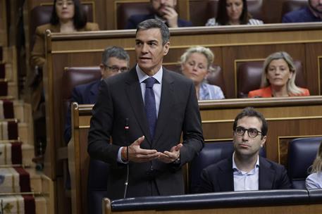 22/04/2026. Pedro Sánchez acude al Pleno del Congreso. El presidente del Gobierno, Pedro Sánchez, durante su intervención en el Pleno del Co...