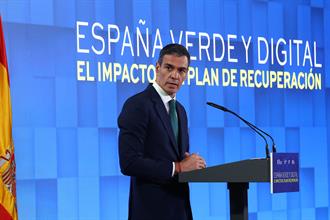El presidente del Gobierno, Pedro Sánchez, durante su intervención en la clausura del acto.