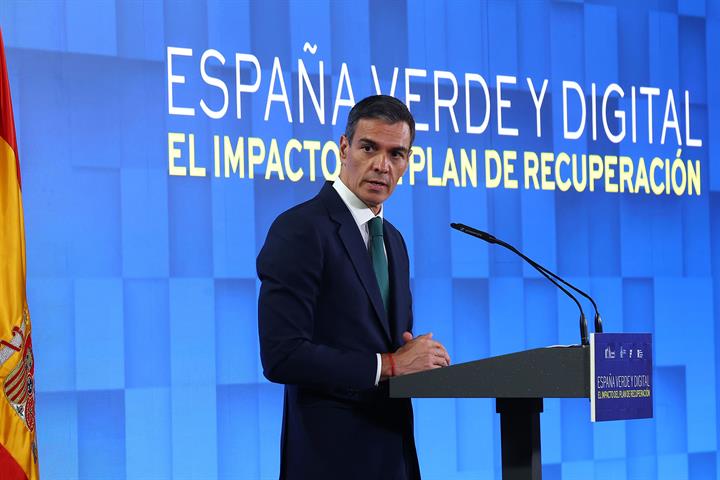 El presidente del Gobierno, Pedro Sánchez, durante su intervención en la clausura del acto.