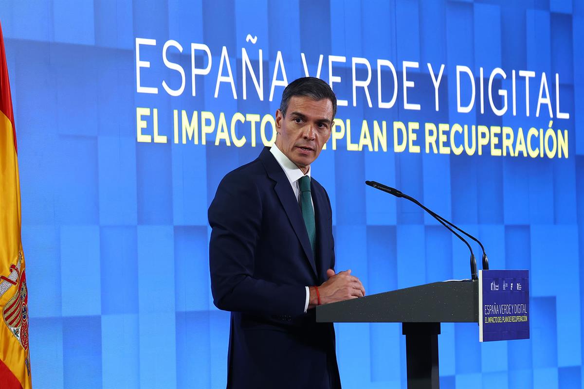 22/06/2026. Pedro Sánchez clausura el acto España Verde Digital. El presidente del Gobierno, Pedro Sánchez, durante su intervención en la cl...