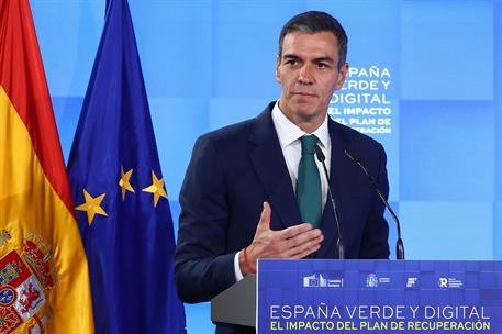 22/06/2026. Pedro Sánchez clausura el acto España Verde Digital. El presidente del Gobierno, Pedro Sánchez, durante su intervención en la cl...