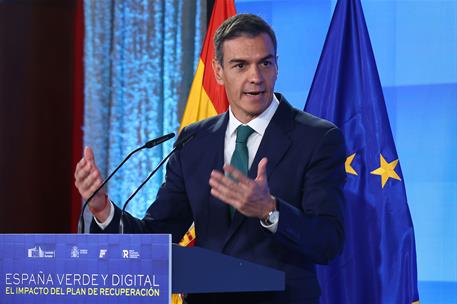 22/06/2026. Pedro Sánchez clausura el acto España Verde Digital. El presidente del Gobierno, Pedro Sánchez, durante su intervención en la cl...
