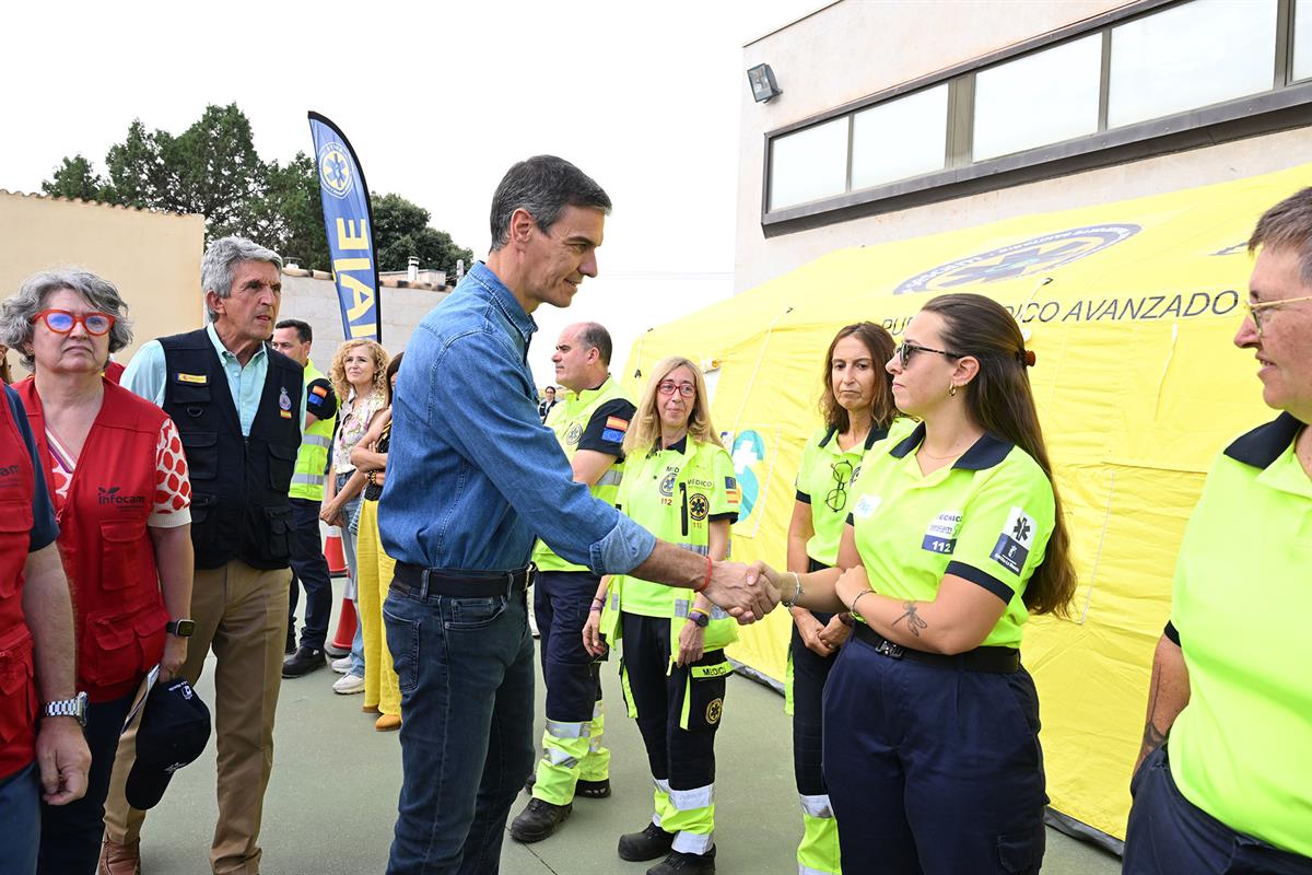22/07/2026. Pedro Sánchez visita las zonas afectadas por el incendio de La Mierla (Guadalajara). El presidente del Gobierno, Pedro Sánchez, ...
