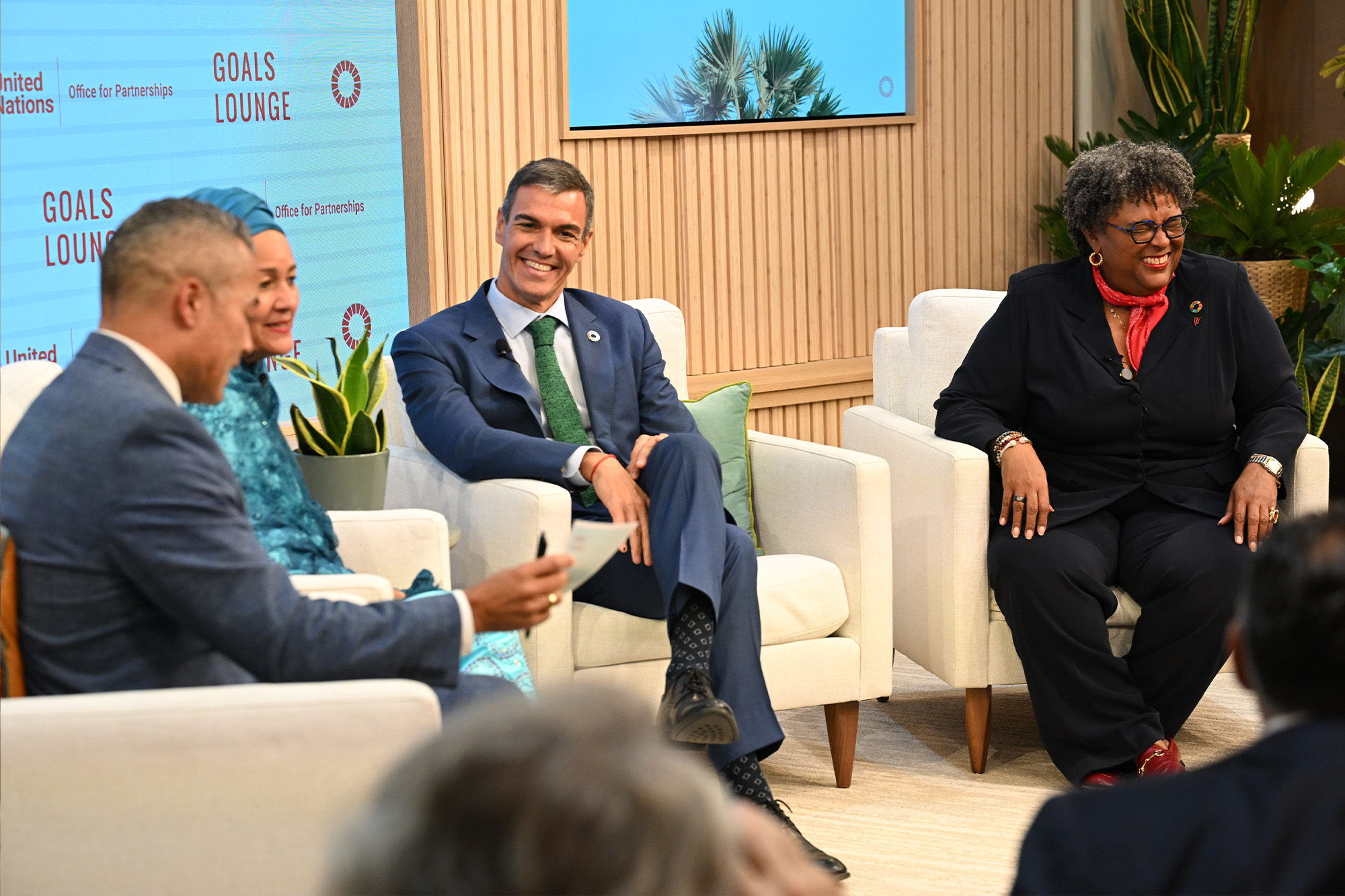 22/09/2026. Pedro Sánchez attends the SDG Advocates Group Meeting. The President of the Government of Spain, Pedro Sánchez, speaks in the di...