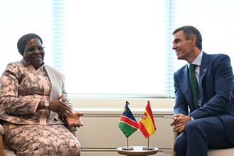 22/09/2026. Pedro Sánchez mantiene un encuentrto bilateral con la presidenta de Namibia. Pedro Sánchez mantiene un encuentrto bilateral con ...