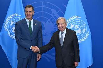 Pedro Sánchez se reúne en Nueva York con el secretario general de la ONU, Antonio Guterres