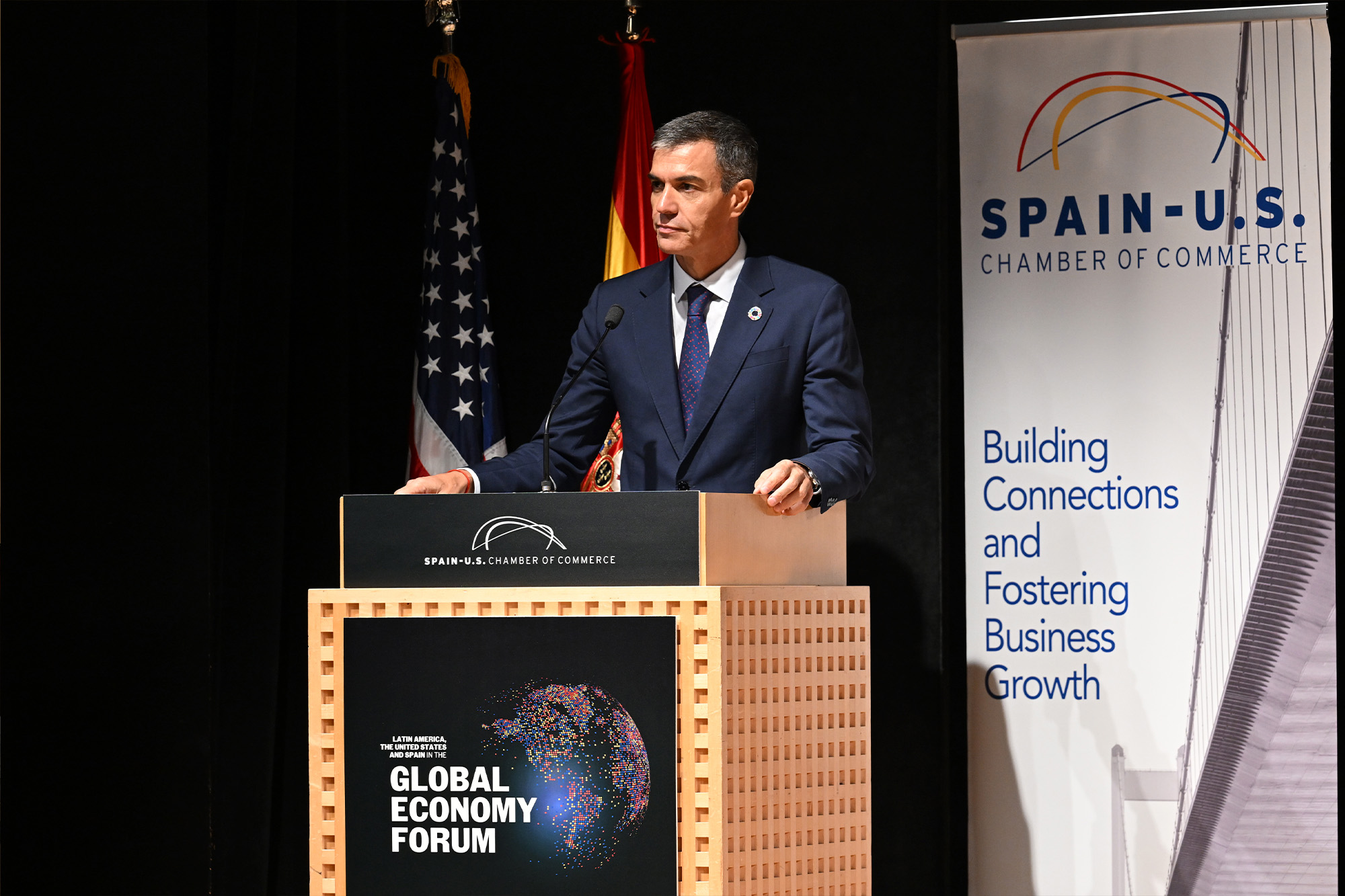 23/09/2026. Pedro Sánchez interviene en el Global Economy Forum. Pedro Sánchez interviene en el Global Economy Forum