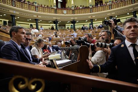 24/06/2026. Pedro Sánchez comparece a petición propia en el Congreso de los Diputados. El presidente del Gobierno, Pedro Sánchez, desde su e...