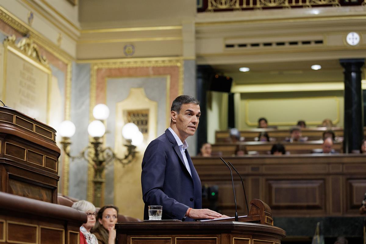 24/06/2026. Pedro Sánchez en la comparecencia en el Congreso. El presidente del Gobierno, Pedro Sánchez, durante la comparecencia ante el Pl...
