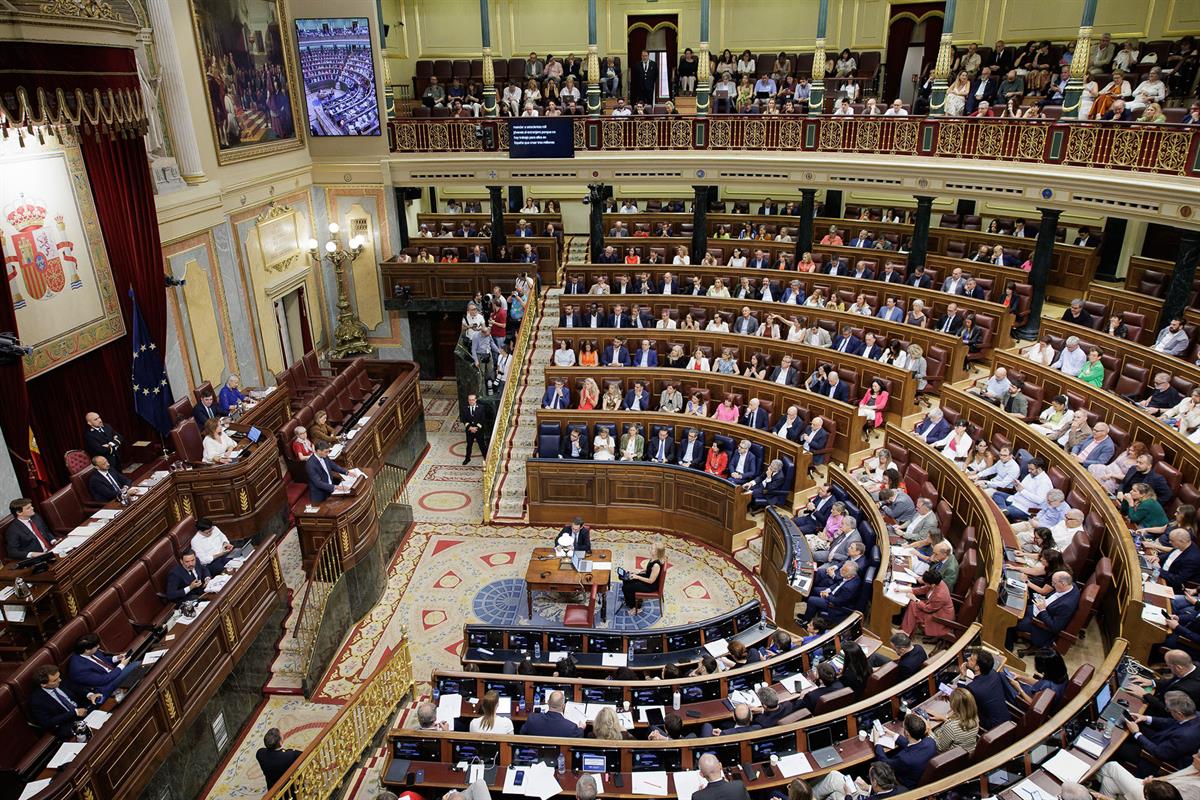 24/06/2026. Pedro Sánchez comparece desde el Congreso de los Diputados. El Pleno del Congreso de los Diputados durante la comparecencia del ...