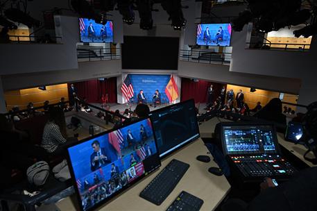 24/09/2026. Pedro Sánchez speaks at the John F. Kennedy Jr. Forum. The John F. Kennedy Jr. Forum during the speech of the President of the G...