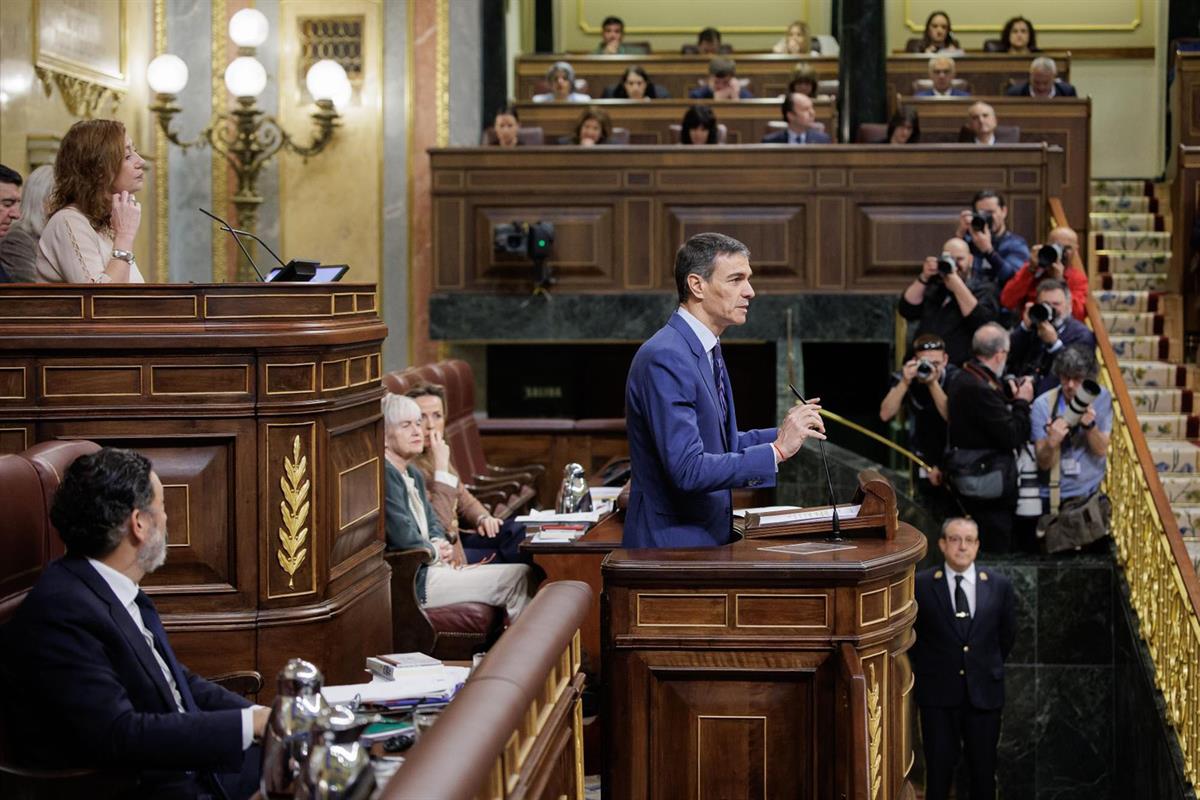 25/03/2026. Comparecencia de Pedro Sánchez en el Congreso de los Diputados. El presidente del Gobierno, Pedro Sánchez, durante su comparecen...