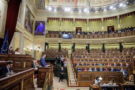 25/03/2026. Comparecencia de Pedro Sánchez en el Congreso de los Diputados. El presidente del Gobierno, Pedro Sánchez, durante su comparecen...