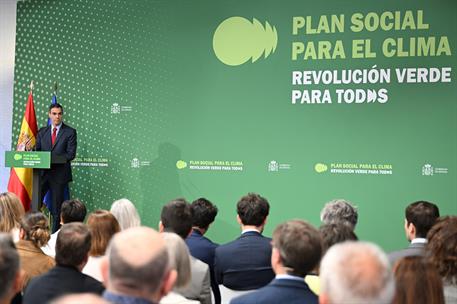 25/05/2026. Propuesta del Plan Social para el Clima. El presidente del Gobierno, Pedro Sánchez, clausura el acto de presentación de la propu...