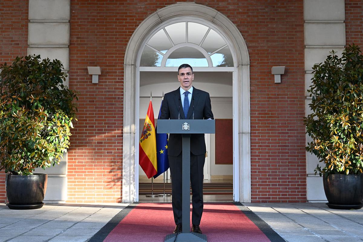 26/03/2026. Declaración del presidente para anunciar cambios en la composición del Ejecutivo. El presidente del Gobierno, Pedro Sánchez, dur...