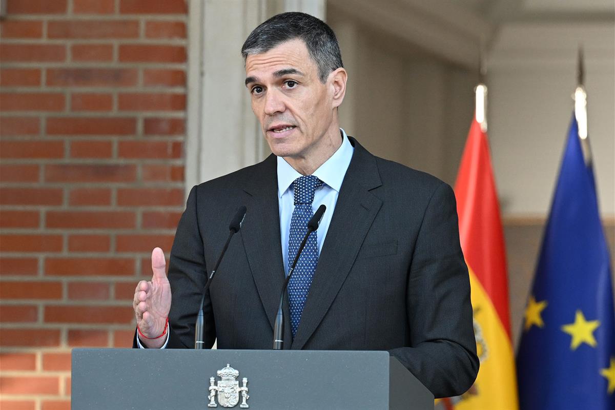 26/03/2026. Declaración del presidente para anunciar cambios en la composición del Ejecutivo. El presidente del Gobierno, Pedro Sánchez, dur...
