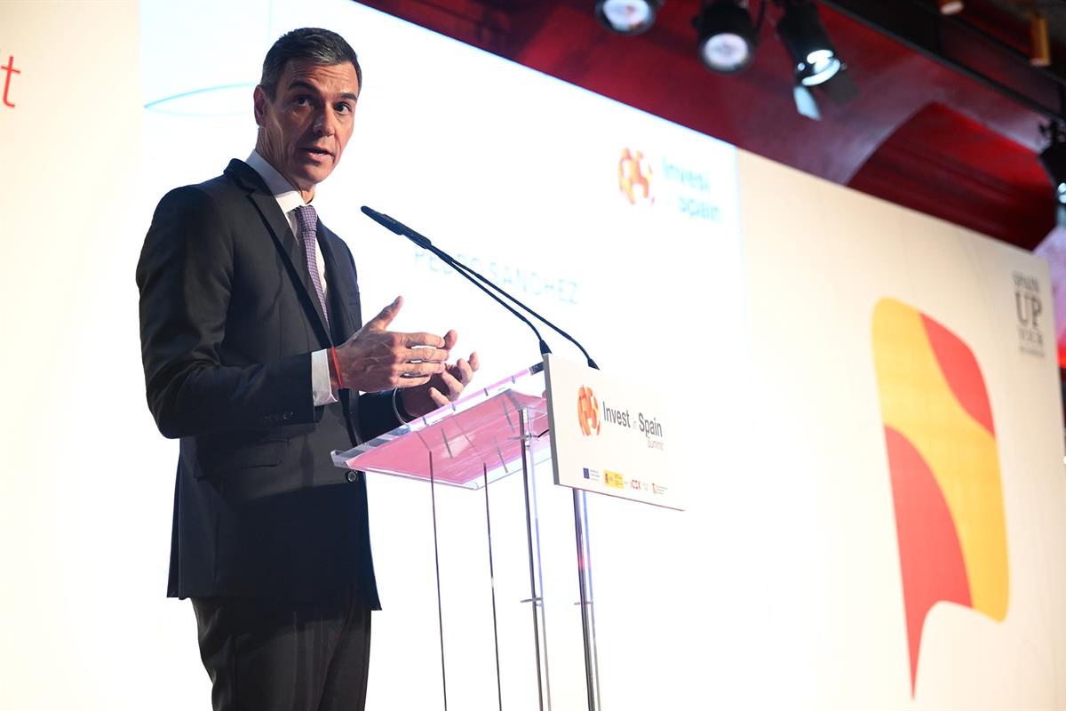 27/04/2026. Pedro Sánchez inaugura 'Invest in Spain Summit'. El presidente del Gobierno, Pedro Sánchez, pronuncia el discurso inaugural del ...