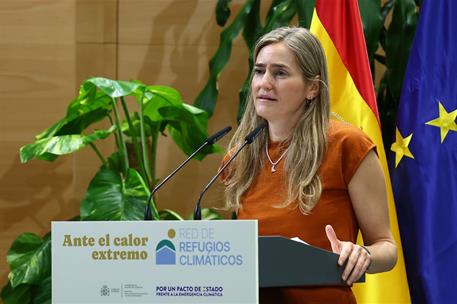 27/07/2026. Pedro Sánchez clausura la presentación de la Red de Refugios Climáticos. La vicepresidenta tercera y ministra para la Transición...