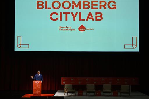 28/04/2026. Pedro Sánchez speaks at the 'Bloomberg CityLab 2026' forum. The President of the Government of Spain, Pedro Sánchez, during his ...