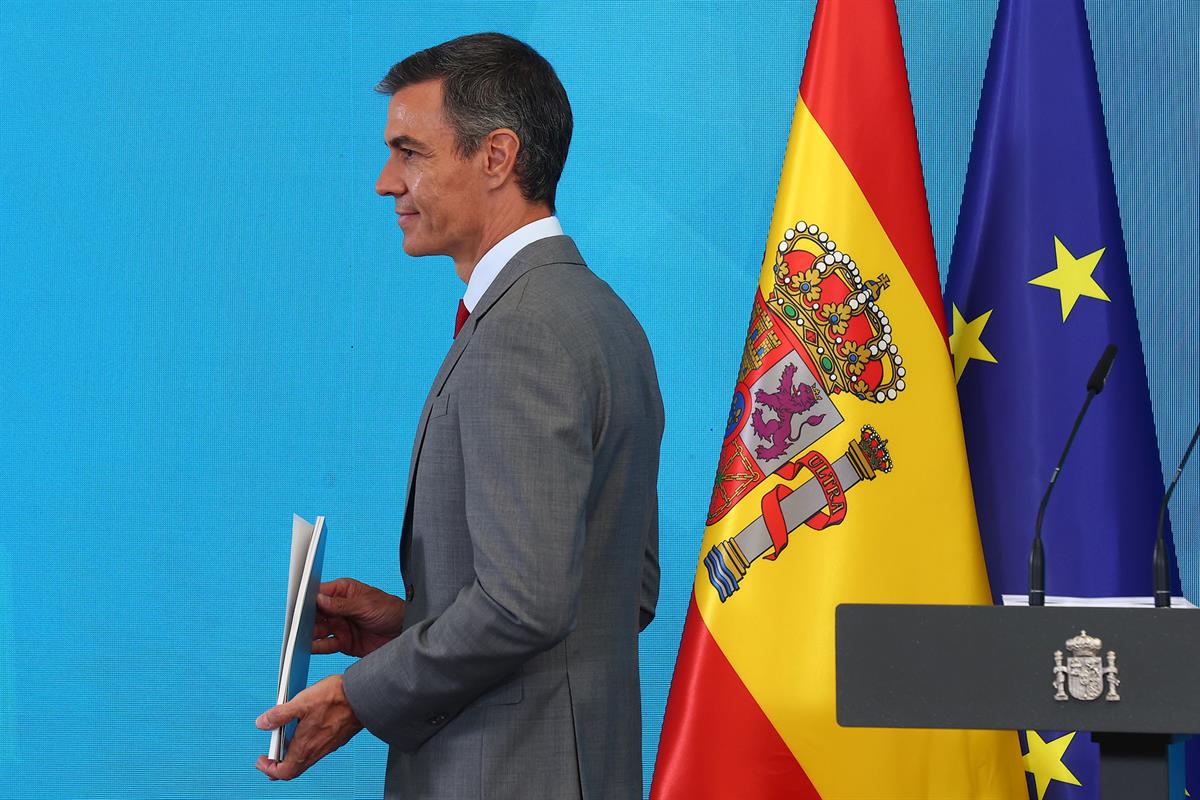 28/07/2026. Pedro Sánchez hace balance del curso político y explica los acuerdos del Consejo de Ministros. El presidente del Gobierno, Pedro...