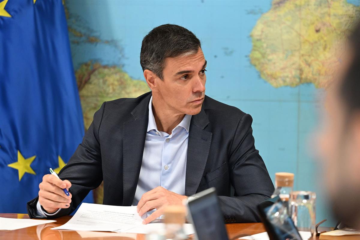 28/07/2026. Pedro Sánchez attends the meeting of the State Committee for Coordination and Management of the State Emergency Plan (CECOD). Th...