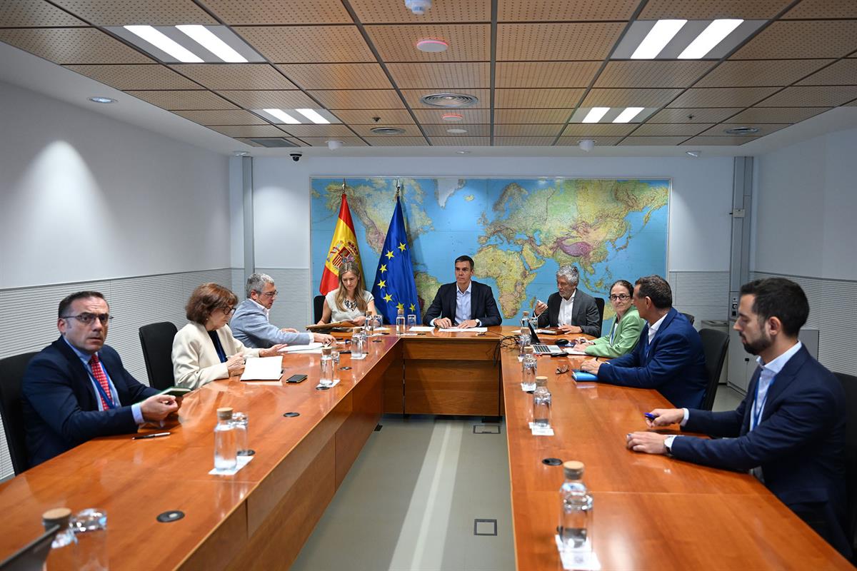 28/07/2026. Pedro Sánchez attends the meeting of the State Committee for Coordination and Management of the State Emergency Plan (CECOD). Th...