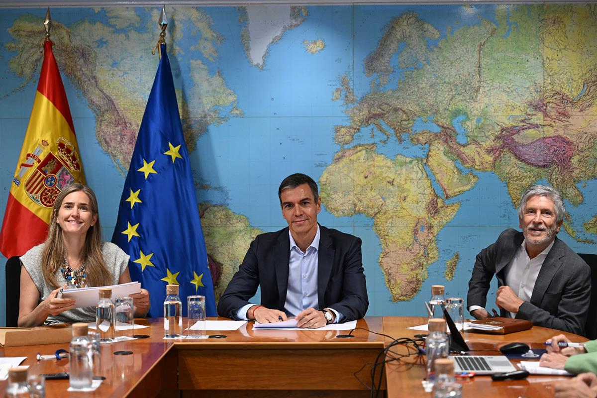 28/07/2026. Pedro Sánchez attends the meeting of the State Committee for Coordination and Management of the State Emergency Plan (CECOD). Th...