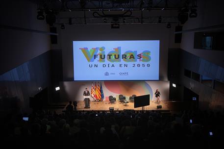 28/09/2026. Presentación del informe "Vidas Futuras: un día en 2050". El presidente del Gobierno, Pedro Sánchez, interviene en la clausura d...