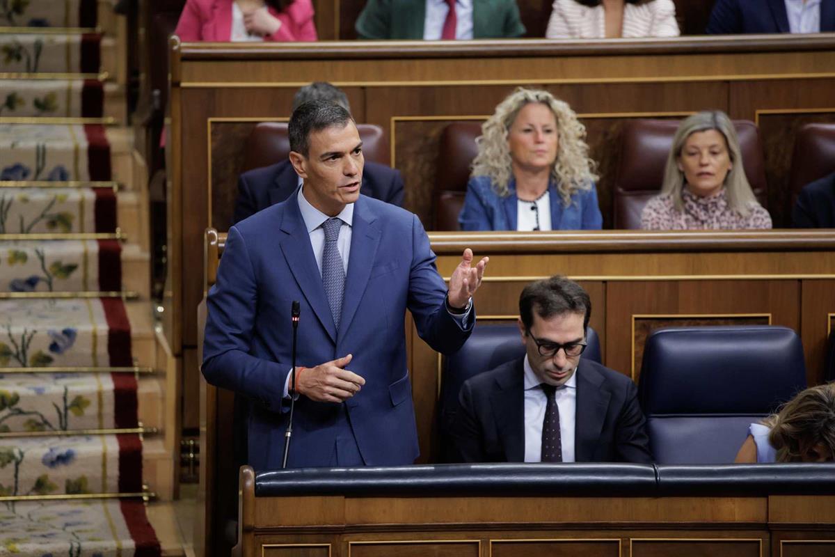 29/04/2026. Pedro Sánchez attends the Government control session. The President of the Government of Spain, Pedro Sánchez, answers questions...