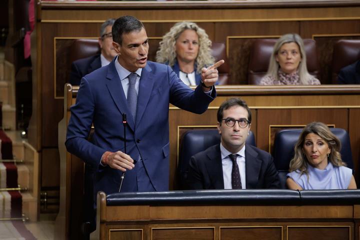 29/04/2026. Pedro Sánchez asiste a la sesión de control. El presidente del Gobierno, Pedro Sánchez, en un momento de su intervención.